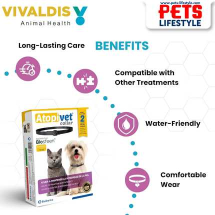 Vivaldis Atopivet Collar for Cats and Small,Medium and Large Dogs