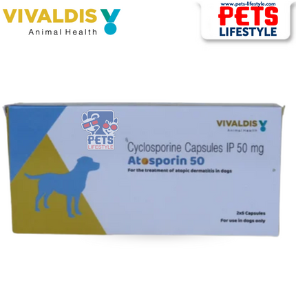 Vivaldis Atosporin (Cyclosporin) Capsules for Dogs (5 tablets)