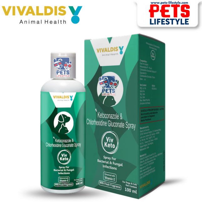 Vivaldis Viv Keto Spray (100 ml)  Antifungal & Antiseptic Spray for Dogs & Cats