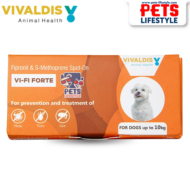 Vivaldis VI-FI Forte Spot-On for Dogs (Up to 10 kg) –  Fleas, Ticks & Lice