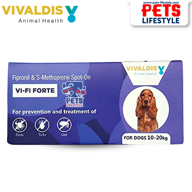 VIVALDIS VI-FI Forte Spot-On for Dogs (10–20 kg) Fleas, Ticks & Lice
