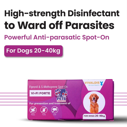 VIVALDIS VI-FI Forte Spot-On for Dogs (20–40 kg) Fleas, Ticks & Lice