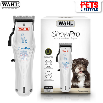 Wahl Cordless ShowPro Clipper – Professional-Grade Cord/Cordless Pet Grooming Trimmer (WA9657-112)