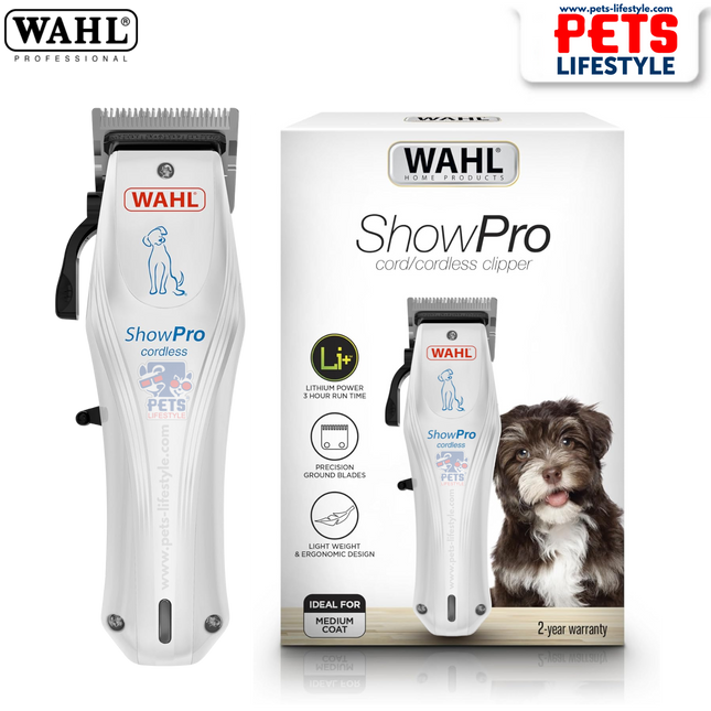 Wahl Cordless ShowPro Clipper – Professional-Grade Cord/Cordless Pet Grooming Trimmer (WA9657-112)
