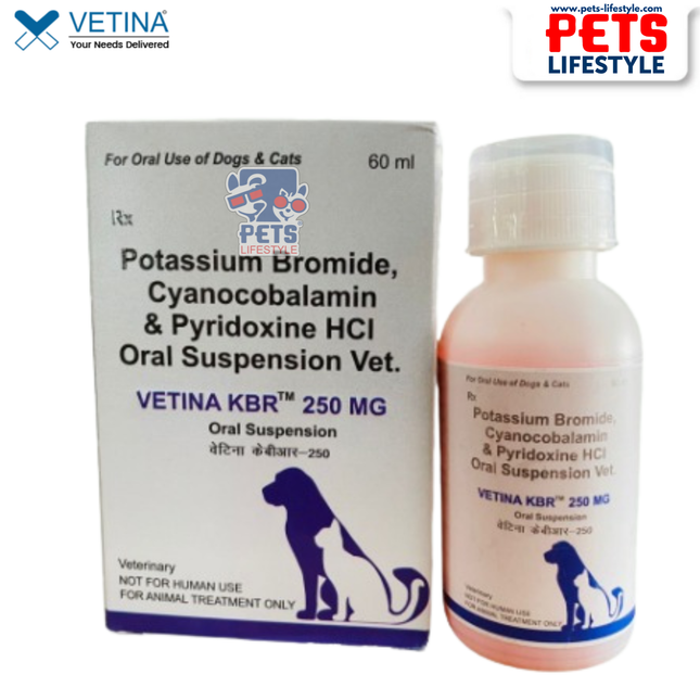 Vetina KBR Suspension 250 mg Potassium Bromide Seizure Control Syrup
