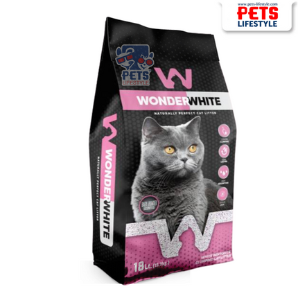 Wonder White Clumping Cat Litter – White Bentonite with Baby Powder Scent