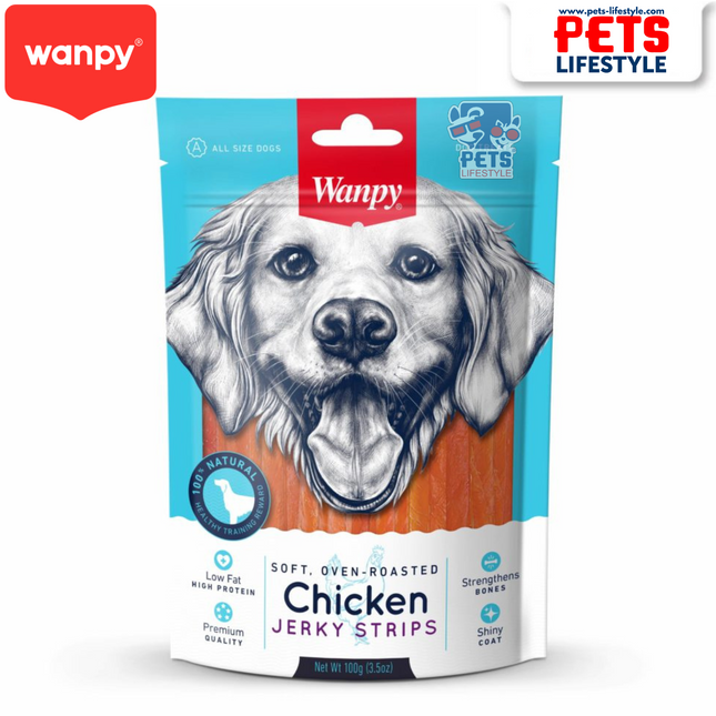 Wanpy Soft Chicken Jerky Strips – 100 gm
