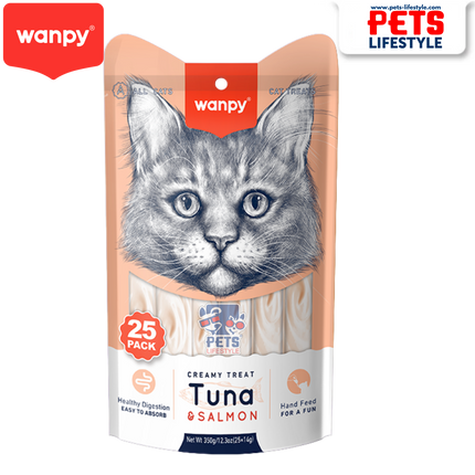 Wanpy Creamy Treat For Cat – Tuna & Salmon (25 x 14g, 350g)
