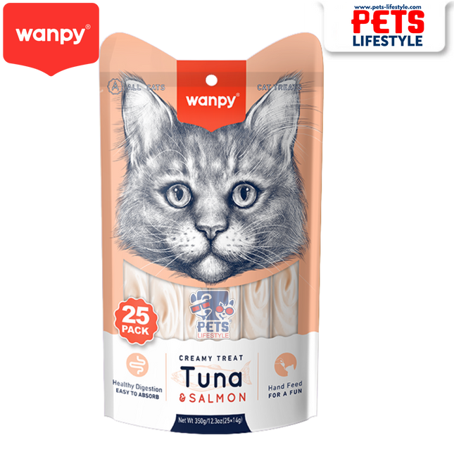 Wanpy Creamy Treat For Cat – Tuna & Salmon (25 x 14g, 350g)