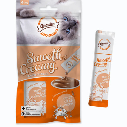Gnawlers DogsNCats Smooth Creamy Treat for Cats with Crab Flavour 4 in 1 x 15g