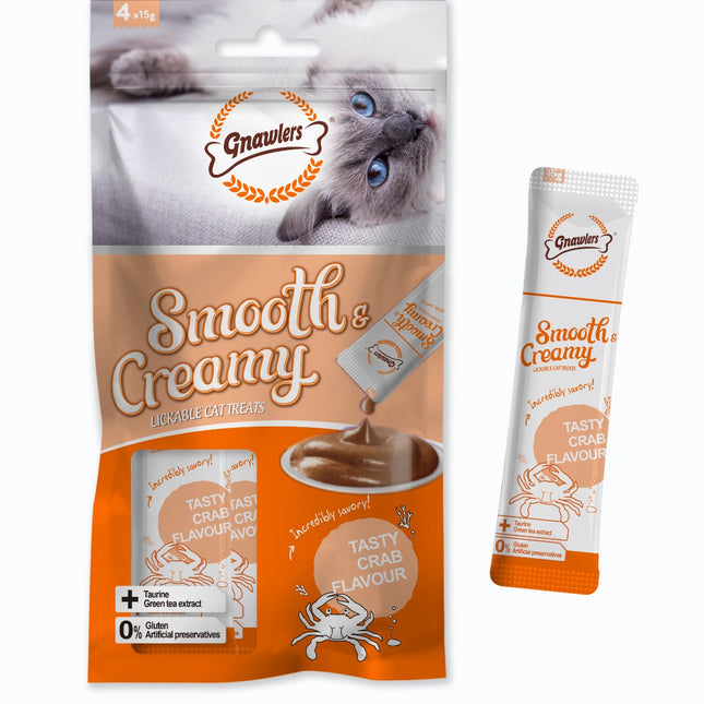Gnawlers DogsNCats Smooth Creamy Treat for Cats with Crab Flavour 4 in 1 x 15g
