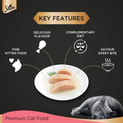 Sheba Chicken Loaf Rich Premium Kitten (2 to 12 Months) Fine Cat Wet Food- 70