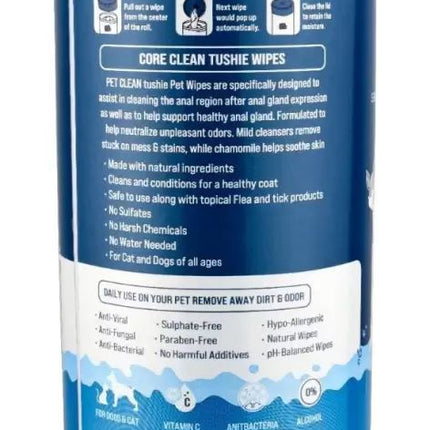 CORE CLEAN Pet Tushie Wipes for Dogs, Cats, Puppies & Kittens Pet Ear Eye Wipes  (Pack of 50)
