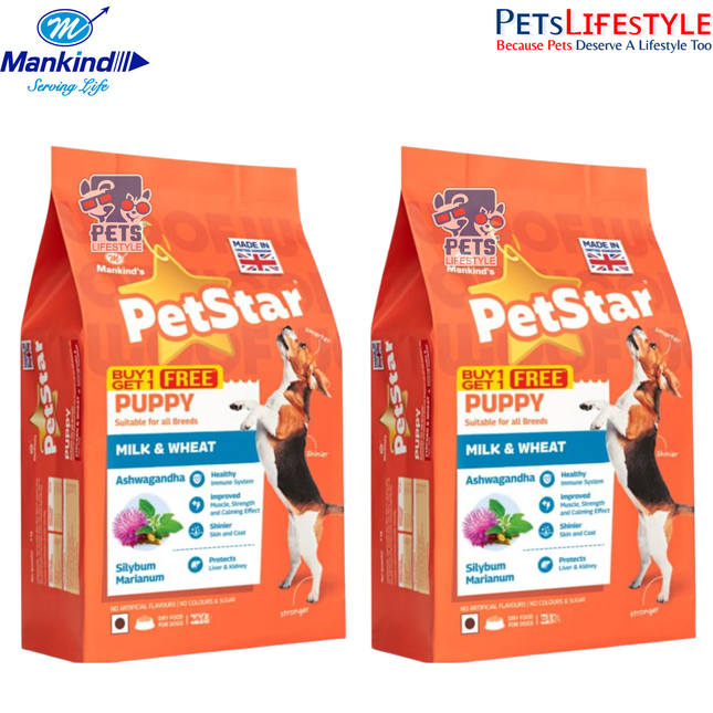 Mankind Petstar Buy 1 Get 1 FREE Puppy Milk & Wheat dry dog food
