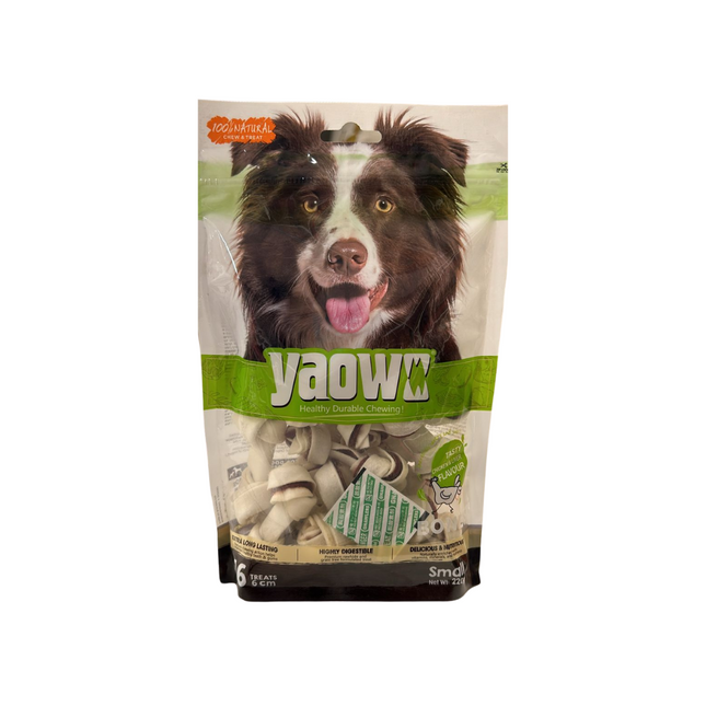 Gnawlers Yaowo Knotted Chicken & Liver Dog Treat – 6 cm x 16