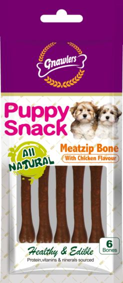 Gnawlers 'Meat Zip' Bone Puppy Snack