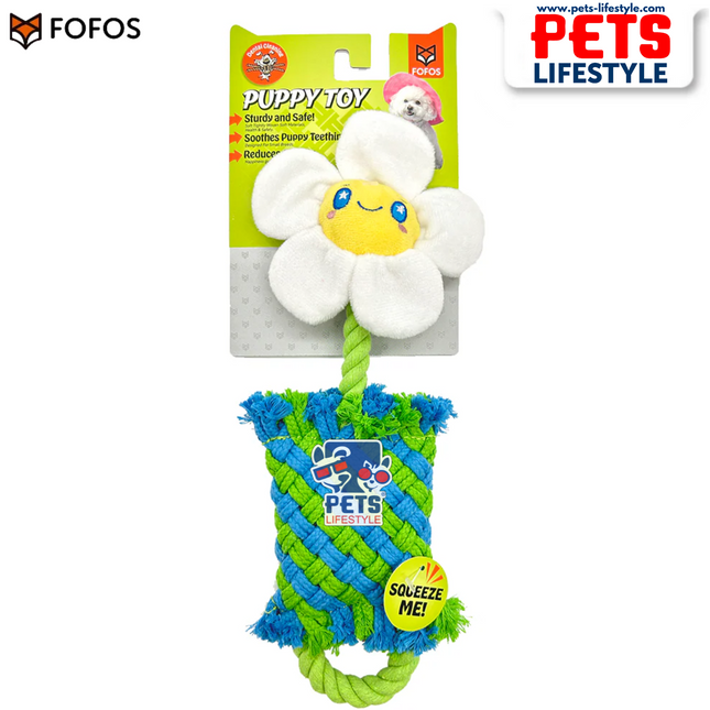 FOFOS Puppy Rope Toy –  Flower ,Teething Relief Toy with Squeaker