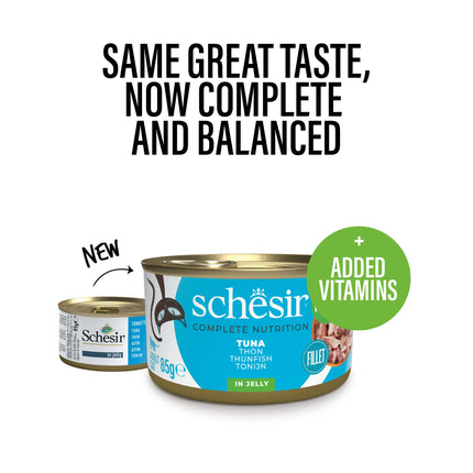 Schesir Tuna in Jelly Wet Cat Food – Complete Tuna Fillets Wet Food for Adult Cats | 85g