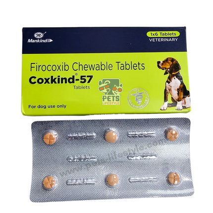 Coxkind-57 for Dogs (Firocoxib 57mg Chewable Anti-Inflammatory) 1x6 Tablets