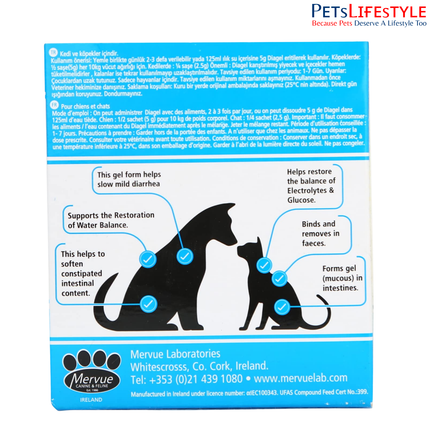 Merveu Diagel | Digestive Health Supplement for Dogs & Cats | Diarrhea & Constipation Support | 4 x 10 g Sachets