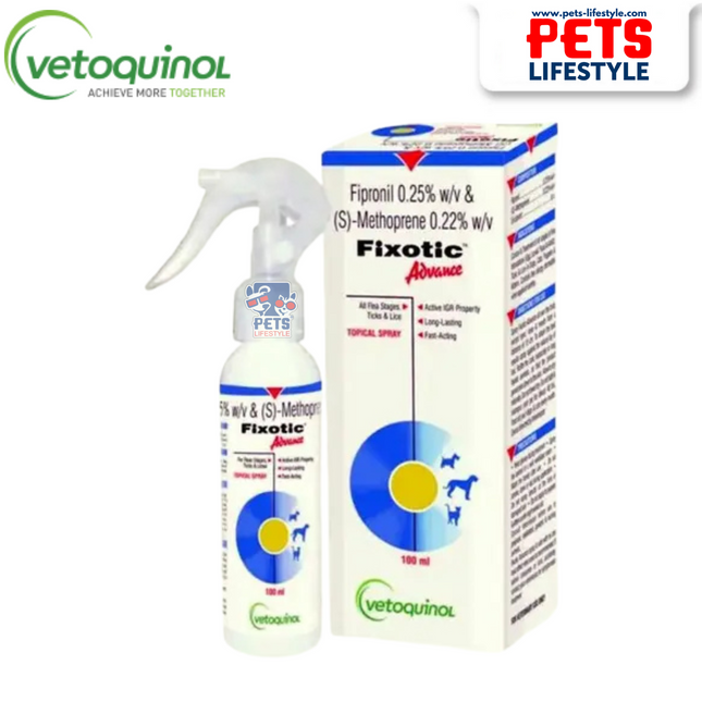 Vetoquinol Fixotic Advance – Topical Spray for Ticks, Fleas & Lice
