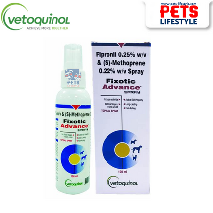 Vetoquinol Fixotic Advance – Topical Spray for Ticks, Fleas & Lice