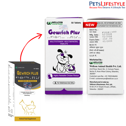 Canicon Gewrich Plus – Vitamin & Mineral Supplement for Dogs & Cats (50 Tablets)