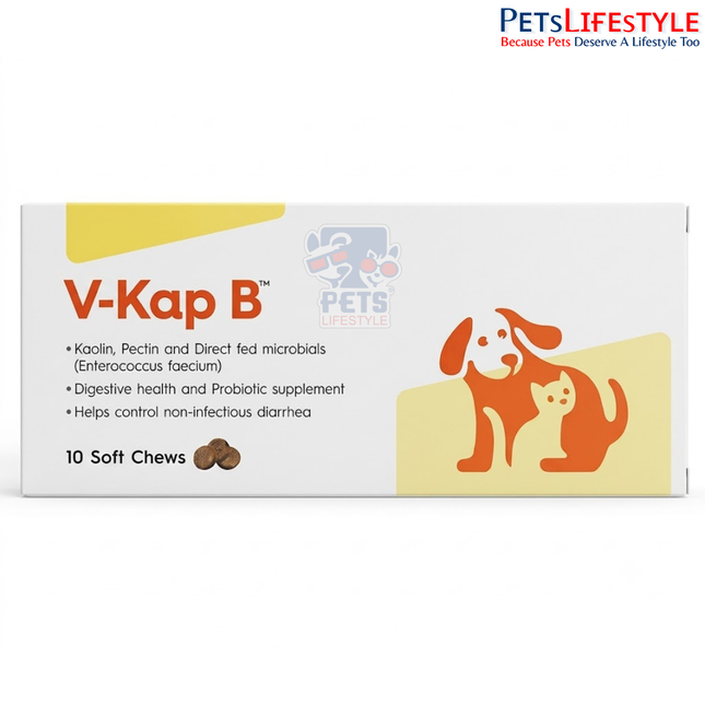 VVAAN VKAP B FOR DOGS & CATS – KAOLIN, PECTIN & PROBIOTIC SOFT CHEWS 10 TABLETS
