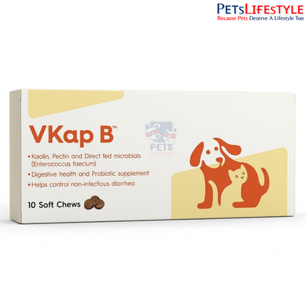 VVAAN VKAP B FOR DOGS & CATS – KAOLIN, PECTIN & PROBIOTIC SOFT CHEWS 10 TABLETS