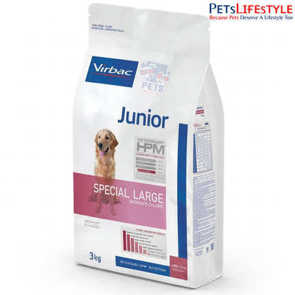Virbac Veterinary HPM Junior Special Large Breed Dog Food – High-Protein, Low-Carbohydrate Veterinary Diet for Young Large Breeds (8–18 Months)