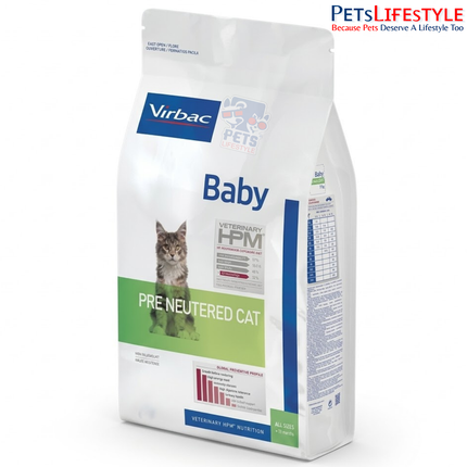 Virbac Veterinary HPM Baby Cat (Pre-Neutered) Dry Food for Kittens – High-Protein, Low-Carbohydrate Veterinary Diet