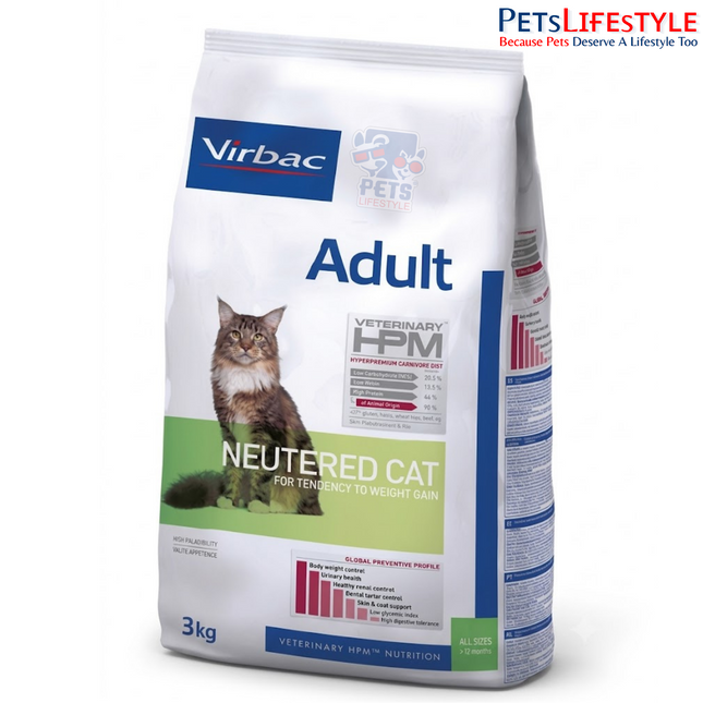 Virbac Veterinary HPM Adult Neutered Cat Food – High-Protein, Low-Carbohydrate Complete Dry Food for Neutered Adult Cats