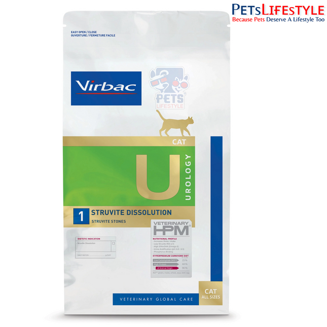 Virbac Veterinary HPM U1 Urology Struvite Dissolution Cat Food – Short-Term Clinical Diet to Dissolve Struvite Stones, 1.5 kg