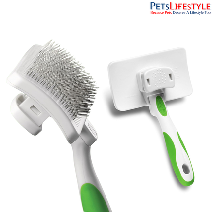 Andis Self-Cleaning Slicker Brush for Dogs & Cats – Lime Green
