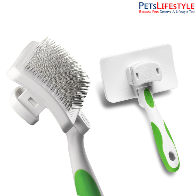 Andis Self-Cleaning Slicker Brush for Dogs & Cats – Lime Green