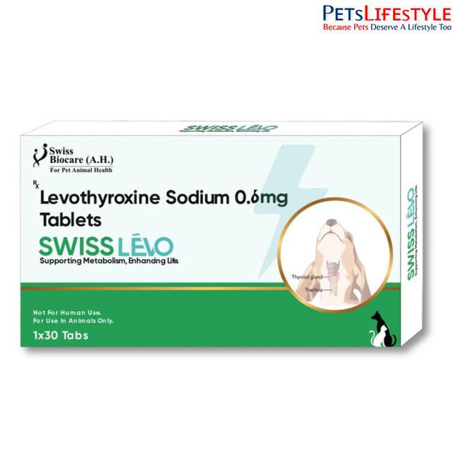 Swiss Lèvo Tablets for Dogs & Cats (Levothyroxine Sodium 0.6 mg) | Thyroid Hormone Supplement for Hypothyroidism 30 Tablets