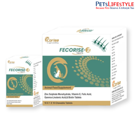 Fecorise-Z Skin & Coat Supplement Chewable Tablets for Dogs & Cats | Hair Loss & Skin Health Support