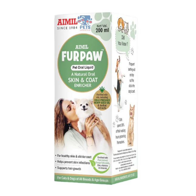 Aimil Furpaw Pet Oral (Syrup200ml) A Natural Skin & Coat Enricher for Pets