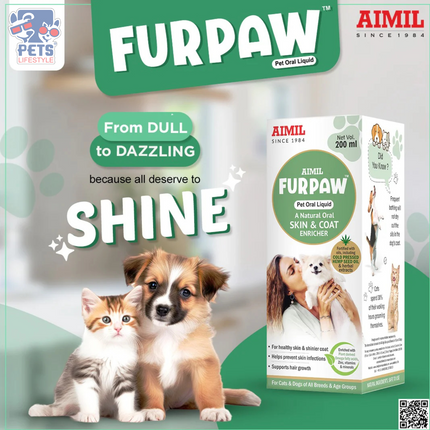 Aimil Furpaw Pet Oral (Syrup200ml) A Natural Skin & Coat Enricher for Pets