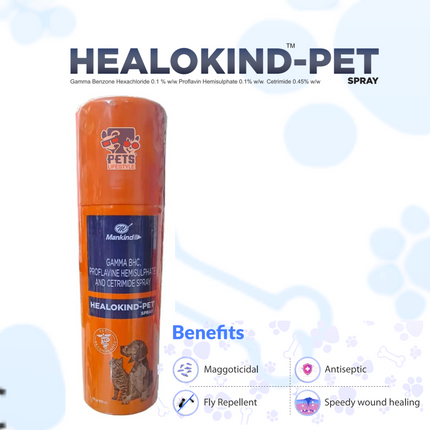 Mankind Healokind Pet Spray Wound Healing & Maggot Protection for Pets (100ml)