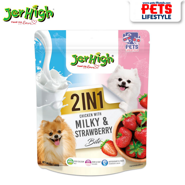 JerHigh 2IN1 Chicken with Milky & Strawberry Bite 380 g