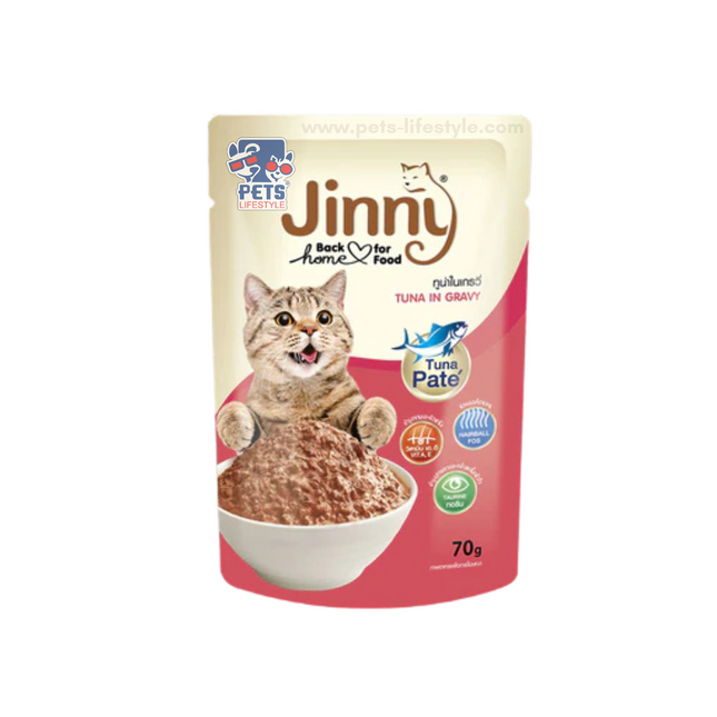 Jinny Tuna in Gravy Topping Chicken in Jelly Premium Wet Cat FoodGrain-Free (70g Pouch)