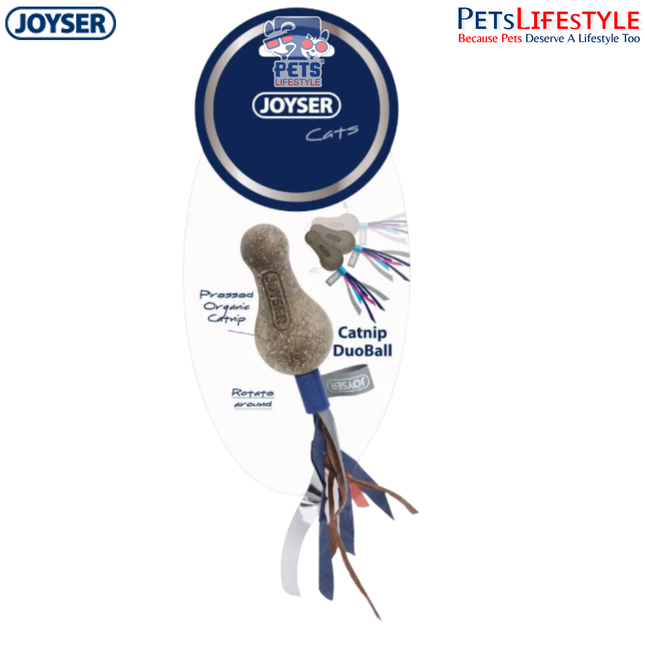 JOYSER Catnip Duoball With Feather Cat Toys – Blue