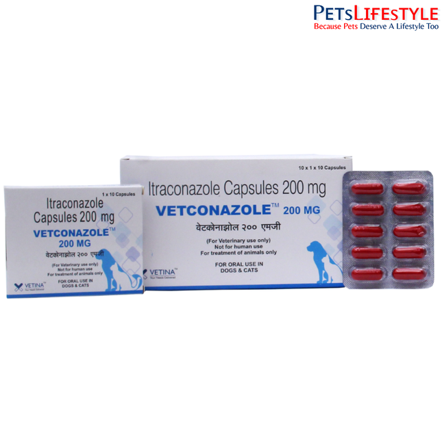 Vetina Vetconazole 200 mg Capsules for Dogs and Cats 10 Capsules