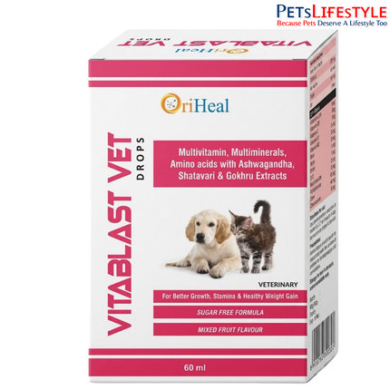 Oriheal Vitablast Vet Multivitamin, Multimineral & Amino Acid Drops for Dogs & Cats 60 ml
