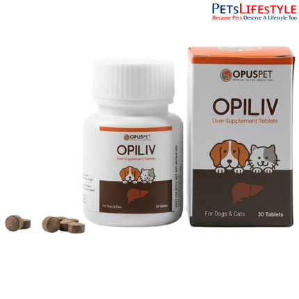 Opus Pet Opiliv | Advanced Liver Support Tablets for Dogs & Cats | Hepatic Health Supplement | 30 Tablets