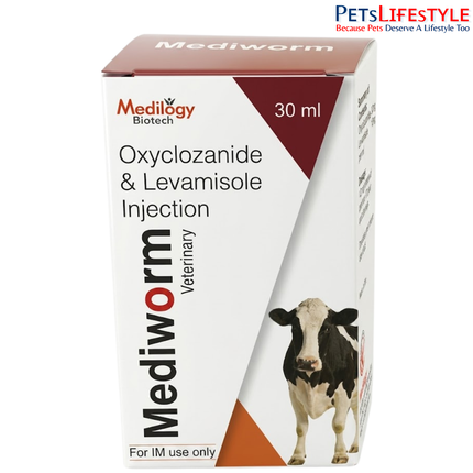 Mediworm Injection | Oxyclozanide 10% w/v & Levamisole 5% w/v Injection
