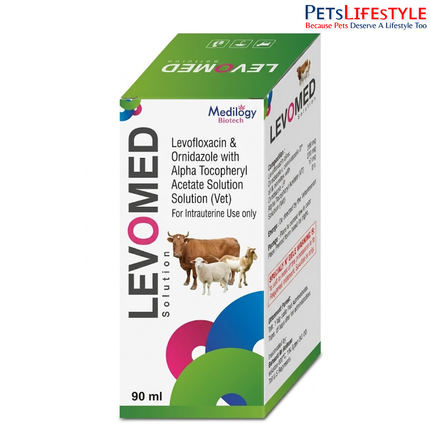 Levomed Solution – Levofloxacin, Ornidazole & Alpha Tocopherol Uterine Health Solution for Cattle