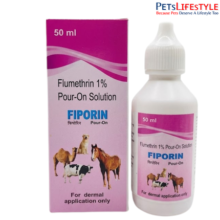 Fiporin Solution 50 ml (Flumethrin 1% Pour-On Solution) for Cattle