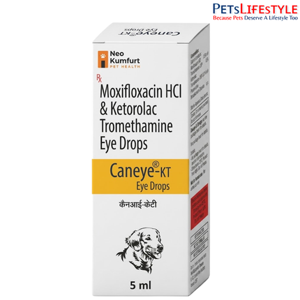 Neo Kumfurt Caneye-KT – Moxifloxacin & Ketorolac Ophthalmic Solution for Eye Infections, Inflammation & Pain Relief in Dogs & Cats